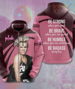 Pink Zip up Hoodie WOAHTEE0124XF