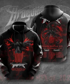 DragonForce Inhuman Rampage 3D Black Red Hoodie