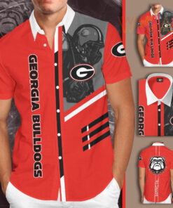Georgia Bulldogs 3D Short Sleeve Dress Shirt 01