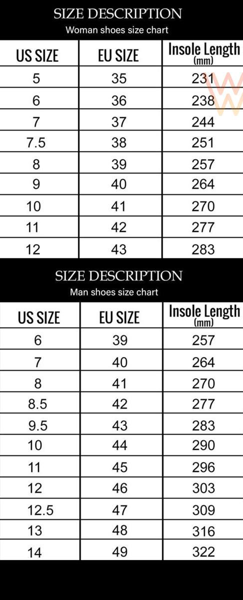 Jordan 13 Shoes Sizechart