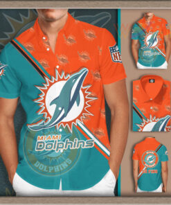 Miami Dolphins 3D Short Sleeve Dress Shirt 01