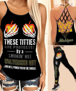 Michigan Wolverines Hollow Tank Top Leggings 03