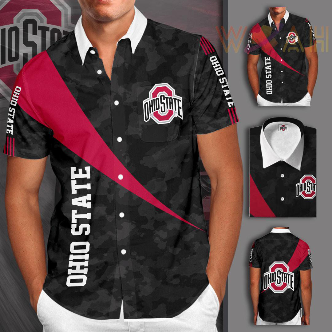 Ohio State Buckeyes 3D Short Sleeve Dress Shirt 02