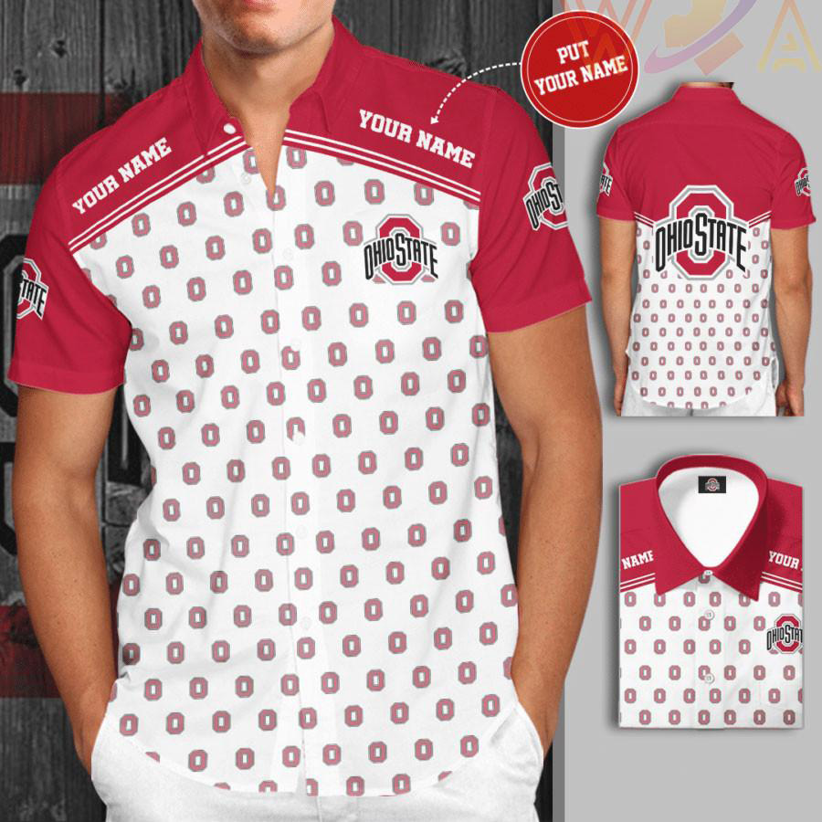 Ohio State Buckeyes 3D Short Sleeve Dress Shirt 03