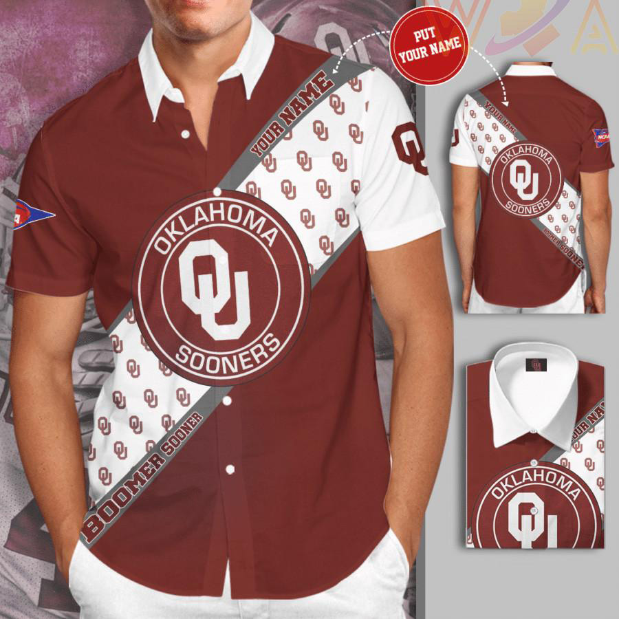 Oklahoma Sooners 3D Short Sleeve Dress Shirt 01