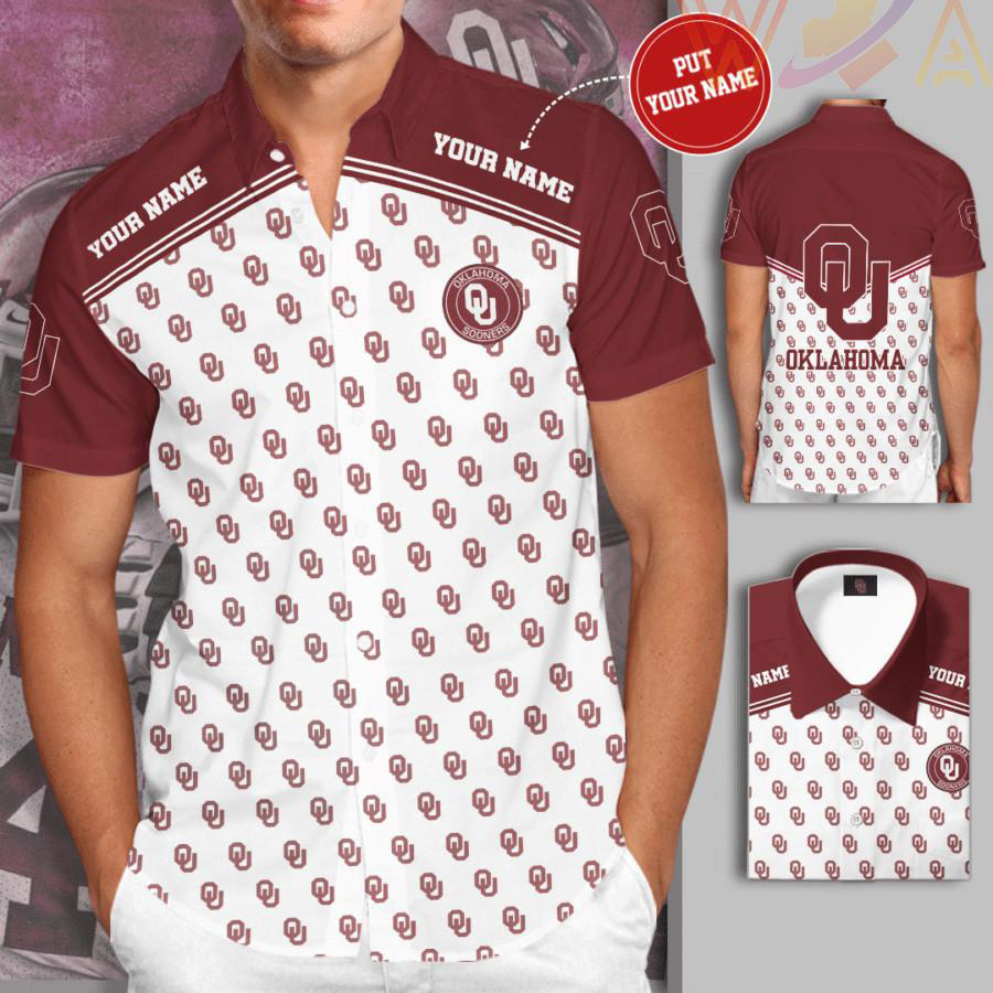 Oklahoma Sooners 3D Short Sleeve Dress Shirt 02