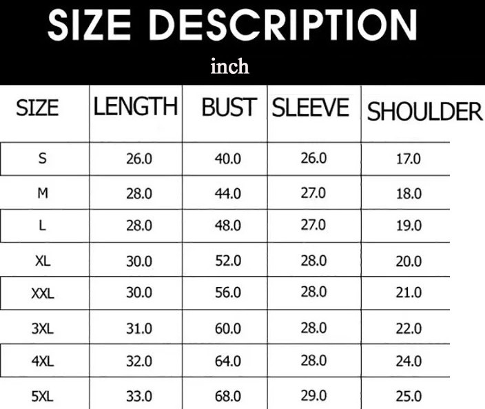 Sweater Sizechart 2022