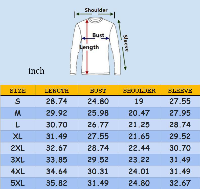 Sweatshirt size chart