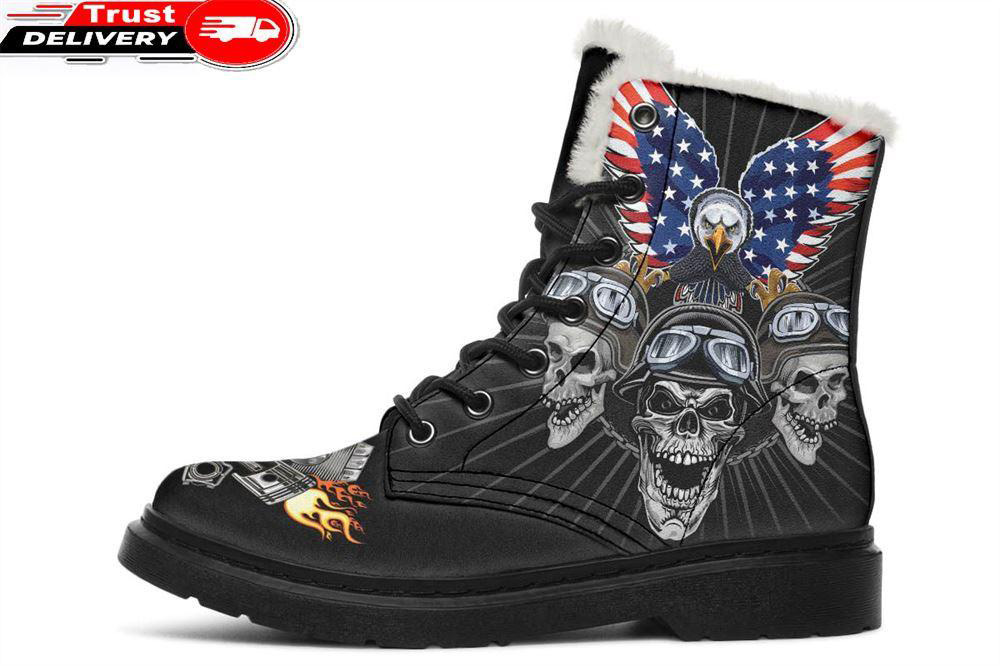 american eagle riders faux fur leather boots