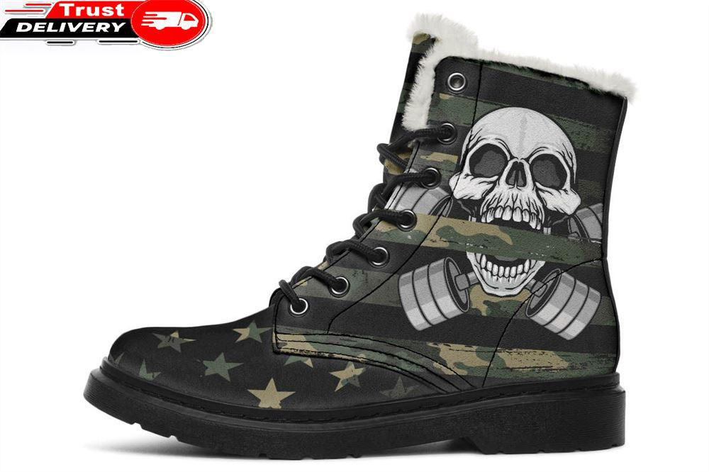 angry lifter faux fur leather boots