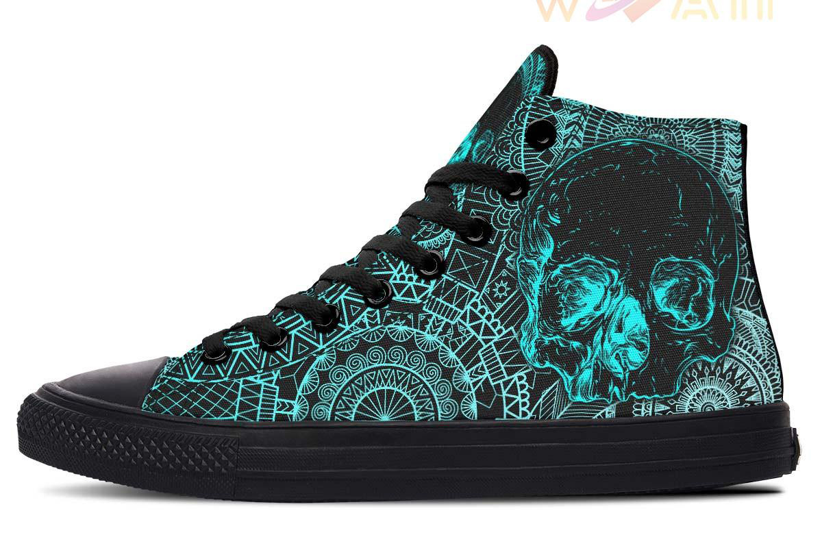 aqua squeleton high top canvas shoes