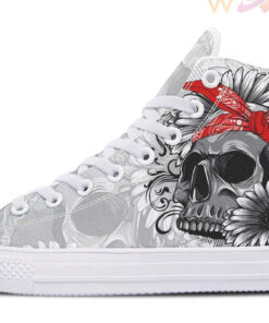 bandana skull daisy flowers high top canvas shoes