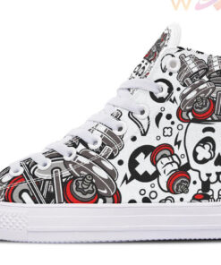 barbell exploding from skull high top canvas shoes