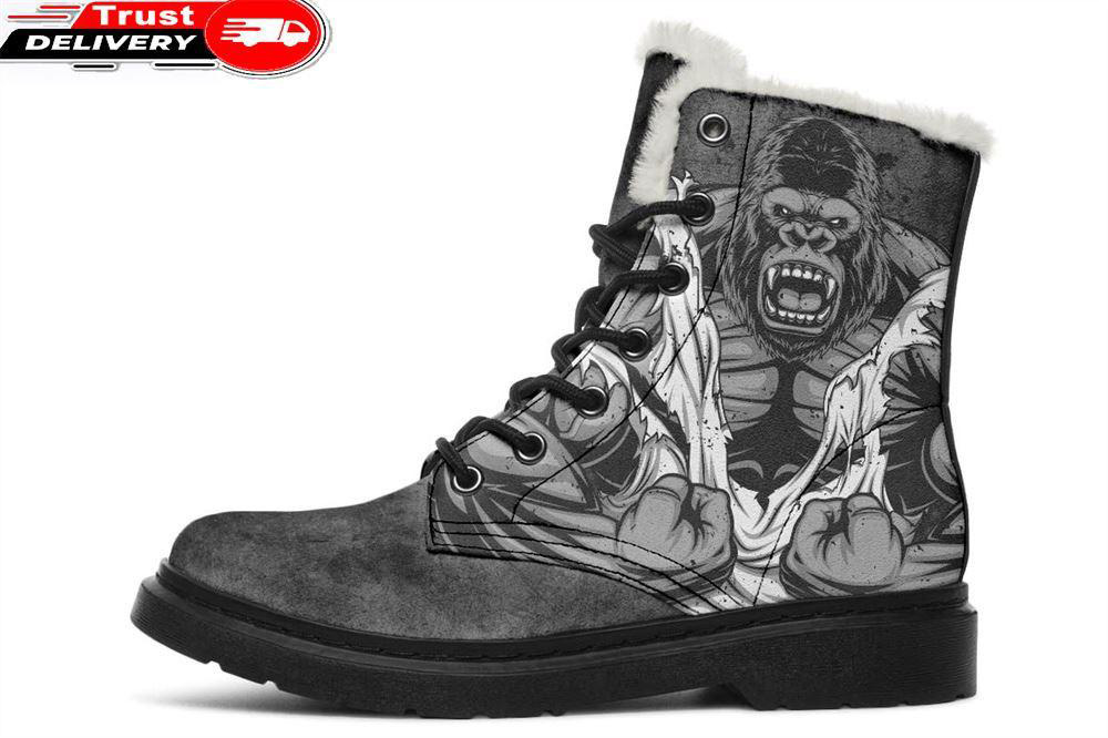 beast mode on faux fur leather boots