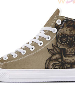 beige sugar skull high top canvas shoes