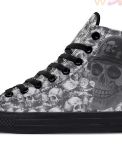 biker and skull high top canvas shoes