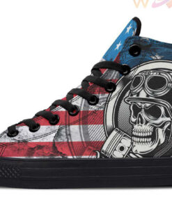 biker flag mechanic high top canvas shoes