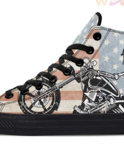 biker flag rider high top canvas shoes