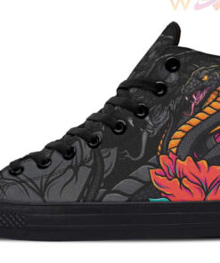 black cobra tattoo high top canvas shoes