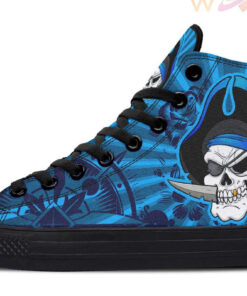 blue pirate skull high top canvas shoes