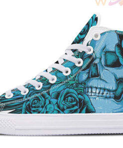 blue skull tattoo high top canvas shoes