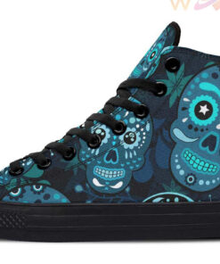 blue sugar skull high top canvas shoes