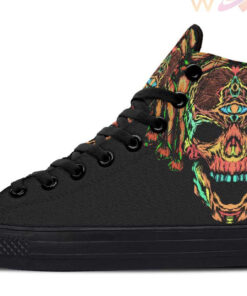 blue teeth skull high top canvas shoes