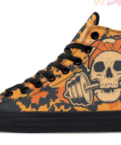 camo skull lifter high top canvas shoes