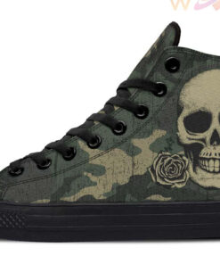 camo skull roses high top canvas shoes