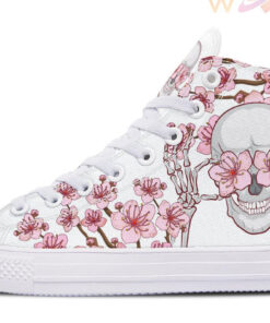 cherry blossom eyes skull high top canvas shoes