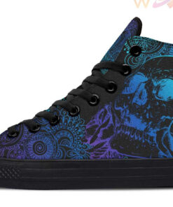 color rose and skull high top canvas shoes