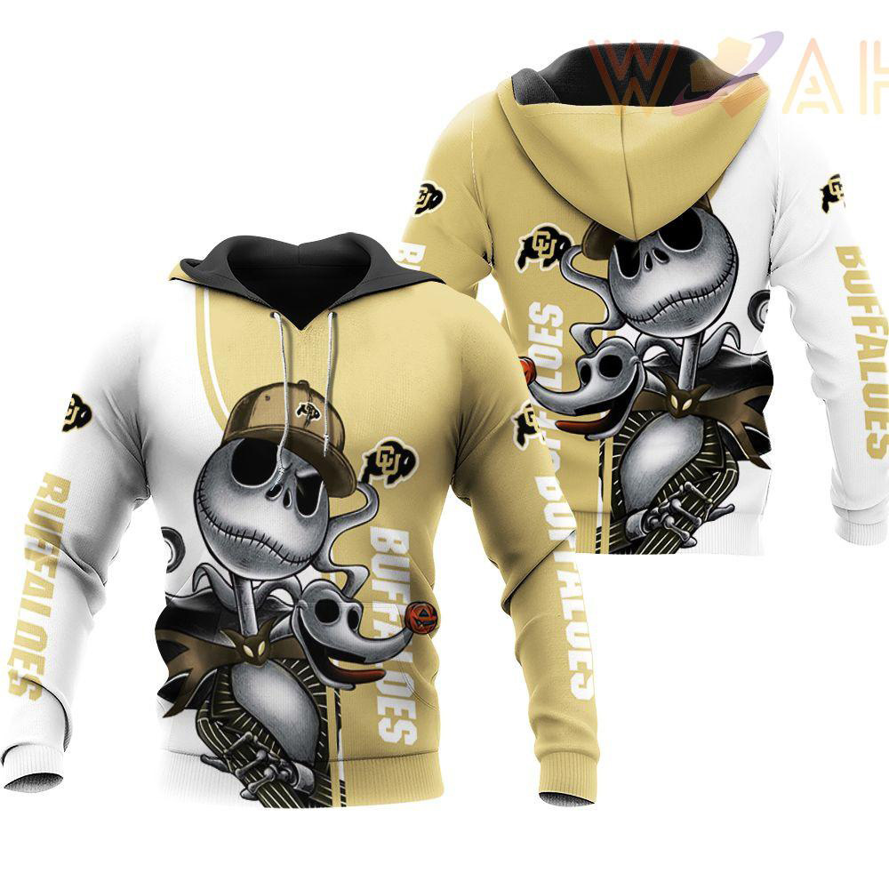 colorado buffaloes jack skellington and zero 3d hoodie