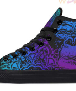 colorful monkey tattoo high top canvas shoes
