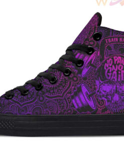 colorful no pain no gain high top canvas shoes