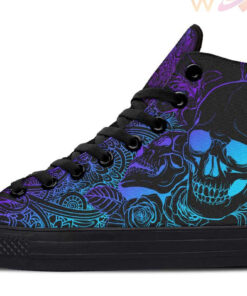 colorful rose and skull high top canvas shoes