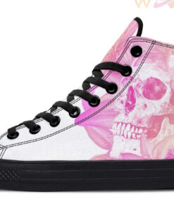 colorful skull and lily flower high top canvas shoes