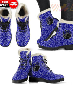 crips gang bulldog faux fur leather boots