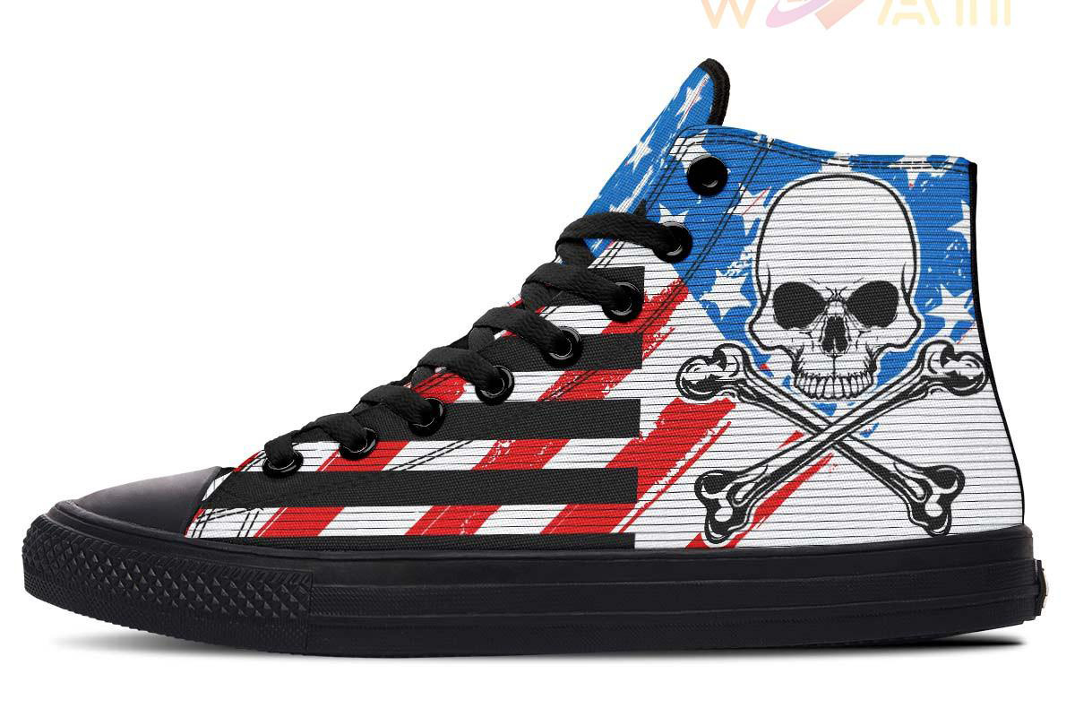 crossed bones flag high top canvas shoes