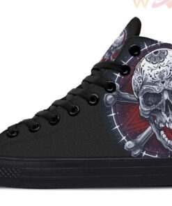 crossed bones skull high top canvas shoes