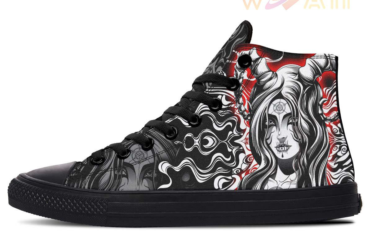 dark gothic demon high top canvas shoes