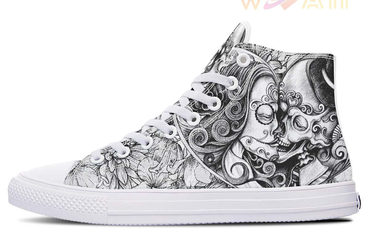 death kiss high top canvas shoes