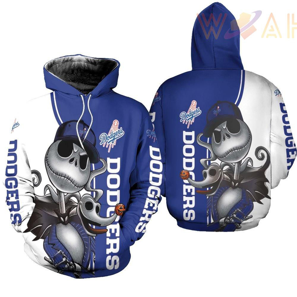 dodgers jack skellington and zero 3d hoodie