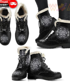 faux fur leather boots dragon celtic a31