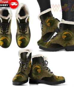 faux fur leather boots ethnic odin raven gold a32