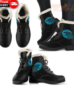 faux fur leather boots fenrir wolf cyan