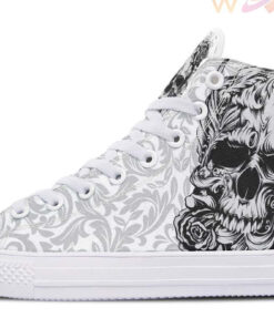 fine skull art high top canvas shoes