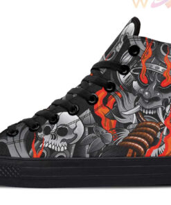 fire eyes japanese warrior high top canvas shoes