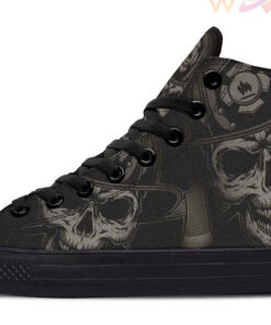 fireman skull high top canvas shoes