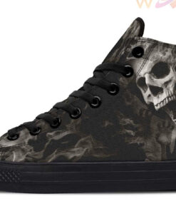 flaming skull tattoo style high top canvas shoes