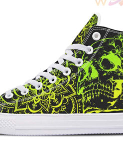 fluo skull flowers high top canvas shoes